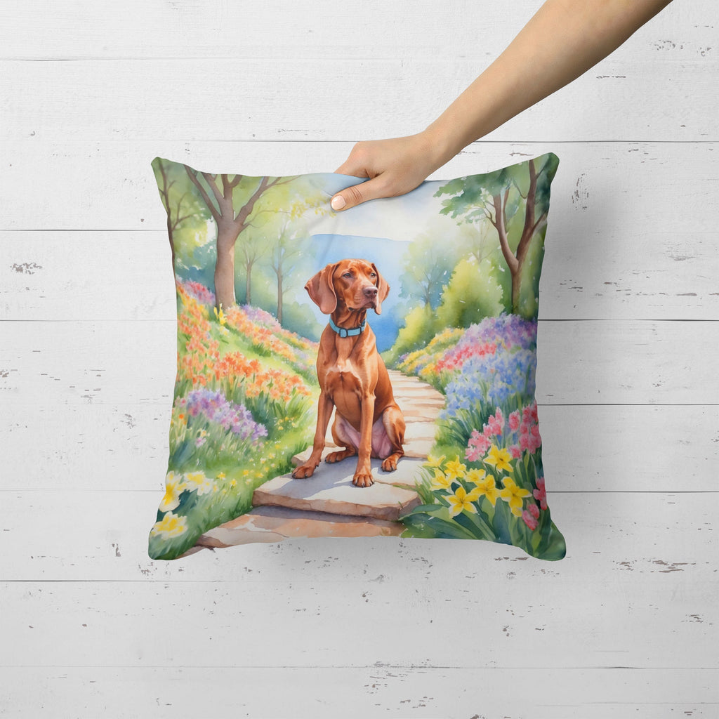 Vizsla Spring Path Decorative Throw Pillow 18x18 Indoor Outdoor Accent Cushion, Fabric Cover with Insert for Sofa, Bed, Porch & Living Room