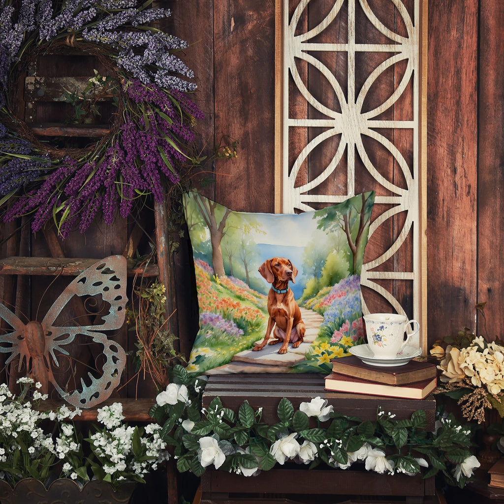 Vizsla Spring Path Decorative Throw Pillow 18x18 Indoor Outdoor Accent Cushion, Fabric Cover with Insert for Sofa, Bed, Porch & Living Room