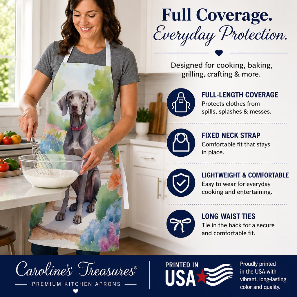 Weimaraner Spring Path Apron Cooking Kitchen Server Baking Crafts Gardening for Adult Women Men, Unisex, Large, Multicolor