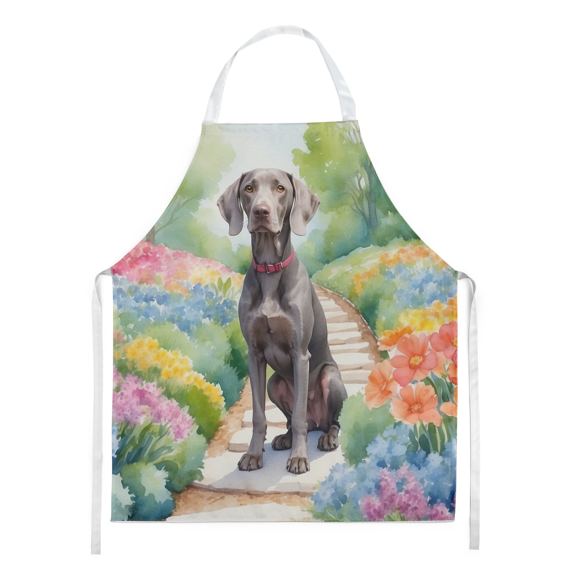 Weimaraner Spring Path Apron Cooking Kitchen Server Baking Crafts Gardening for Adult Women Men, Unisex, Large, Multicolor