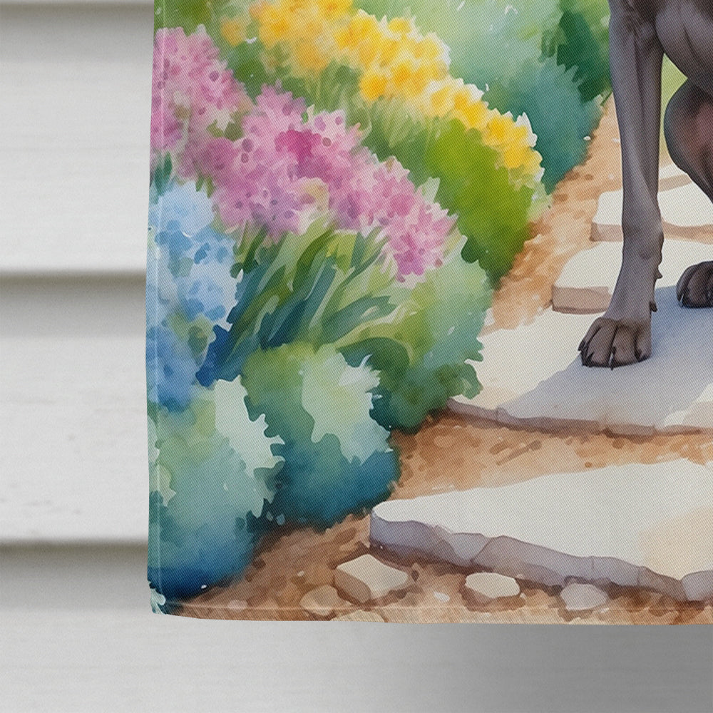 Weimaraner Spring Path House Flag 28x40 Porch Sleeve Pole Decorative Outside Yard Banner Artwork Wall Hanging, Polyester