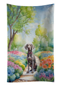 Weimaraner Spring Path Kitchen Towel Velour Plush Front and Cotton Loop Back Machine Washable
