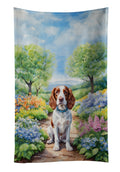 Welsh Springer Spaniel Spring Path Kitchen Towel Velour Plush Front and Cotton Loop Back Machine Washable