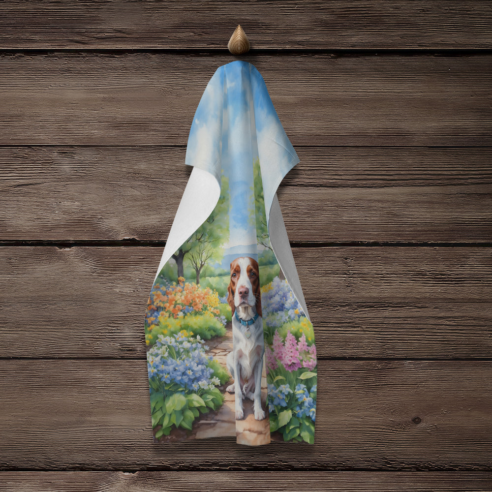 Welsh Springer Spaniel Spring Path Kitchen Towel Velour Plush Front and Cotton Loop Back Machine Washable