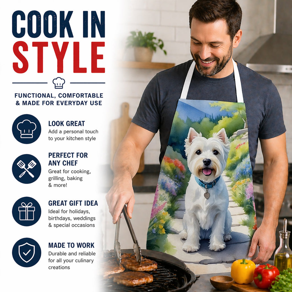Westie Spring Path Apron Cooking Kitchen Server Baking Crafts Gardening for Adult Women Men, Unisex, Large, Multicolor