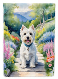Westie Spring Path House Flag 28x40 Porch Sleeve Pole Decorative Outside Yard Banner Artwork Wall Hanging, Polyester