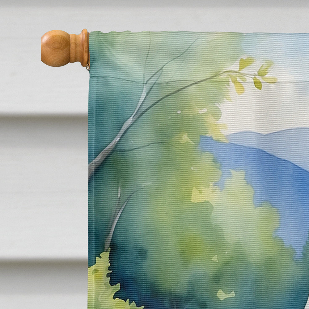 Westie Spring Path House Flag 28x40 Porch Sleeve Pole Decorative Outside Yard Banner Artwork Wall Hanging, Polyester