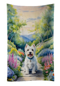 Westie Spring Path Kitchen Towel Velour Plush Front and Cotton Loop Back Machine Washable
