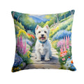 Westie Spring Path Decorative Throw Pillow 18x18 Indoor Outdoor Accent Cushion, Fabric Cover with Insert for Sofa, Bed, Porch & Living Room