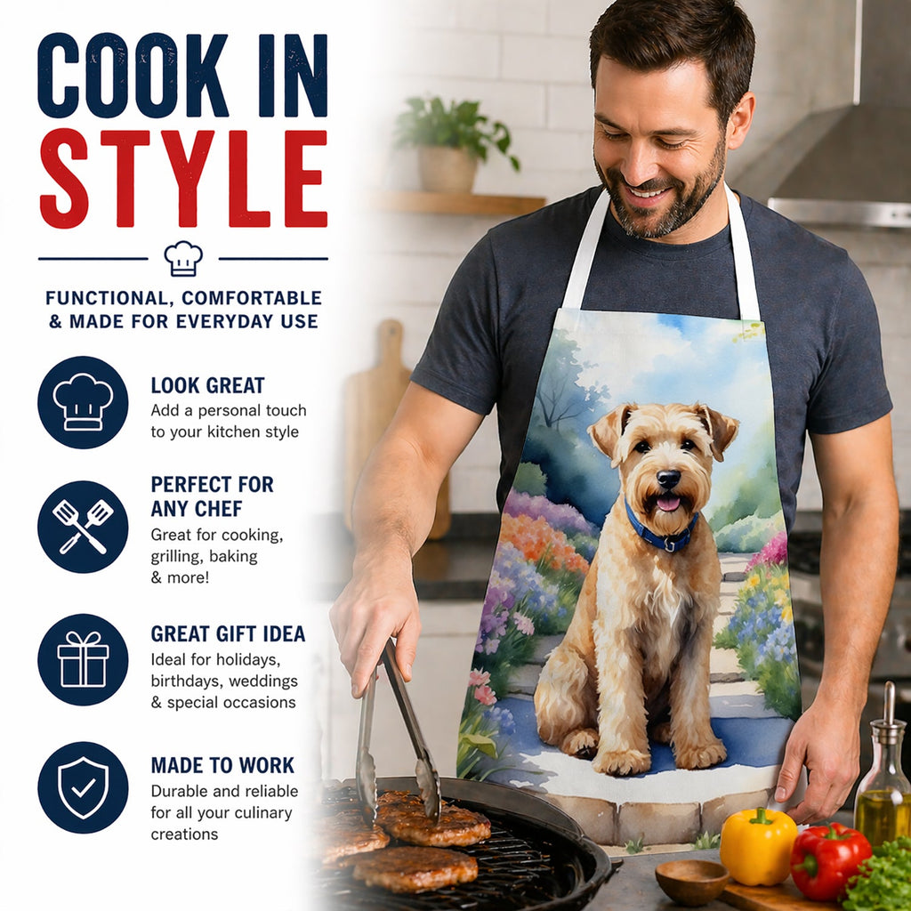 Wheaten Terrier Spring Path Apron Cooking Kitchen Server Baking Crafts Gardening for Adult Women Men, Unisex, Large, Multicolor