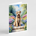 Wheaten Terrier Spring Path Greeting Cards Pack of 8 Blank Cards with Envelopes Whimsical A7 Size 5x7