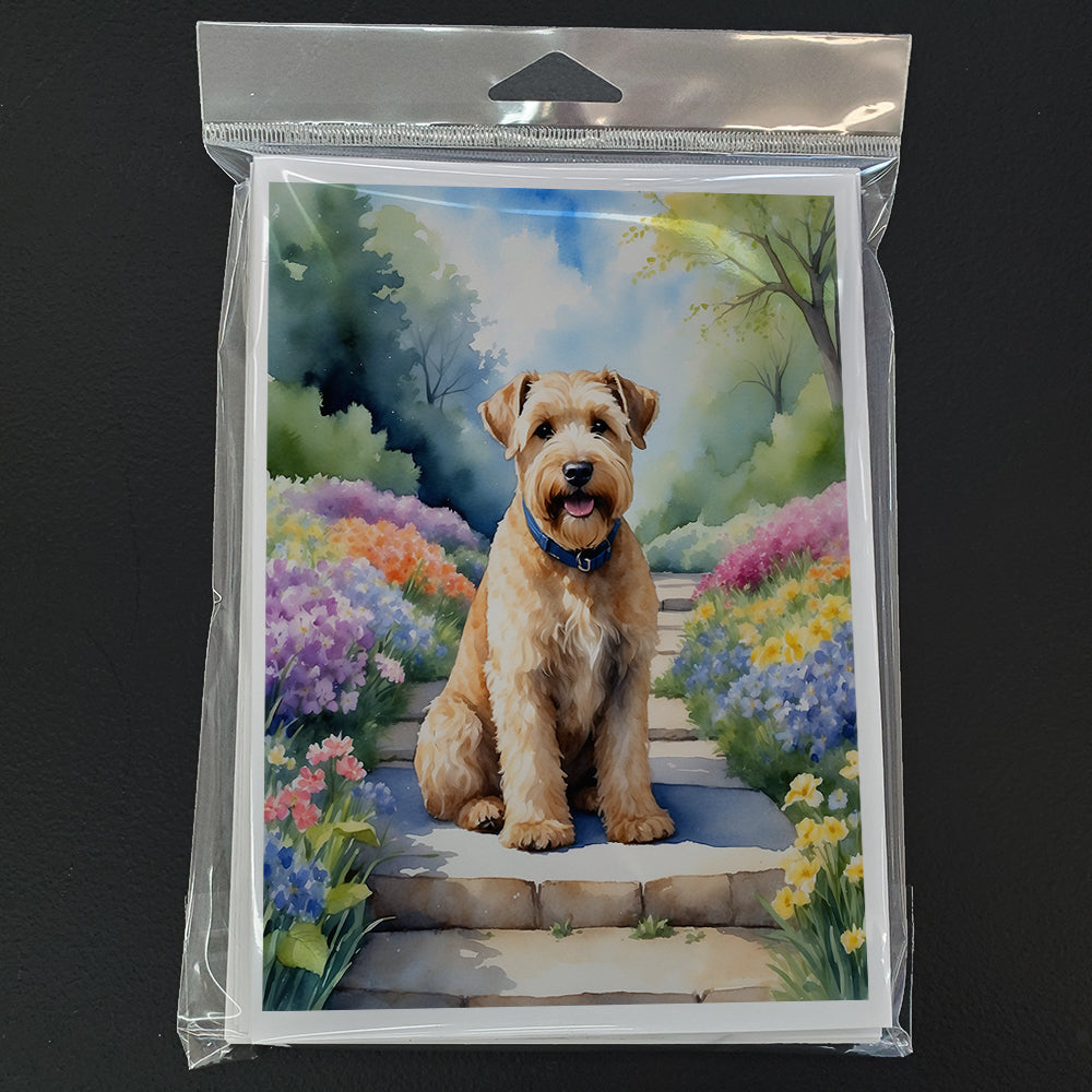 Wheaten Terrier Spring Path Greeting Cards Pack of 8 Blank Cards with Envelopes Whimsical A7 Size 5x7