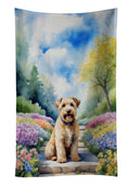 Wheaten Terrier Spring Path Kitchen Towel Velour Plush Front and Cotton Loop Back Machine Washable