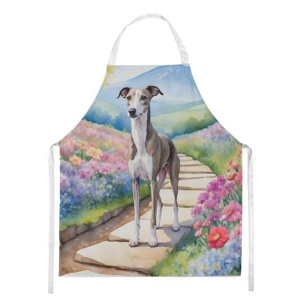 Whippet Spring Path Apron Cooking Kitchen Server Baking Crafts Gardening for Adult Women Men, Unisex, Large, Multicolor
