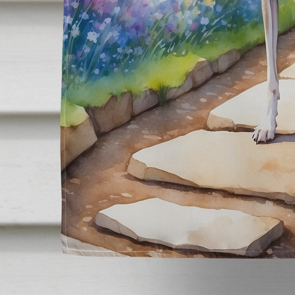 Whippet Spring Path House Flag 28x40 Porch Sleeve Pole Decorative Outside Yard Banner Artwork Wall Hanging, Polyester