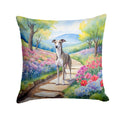 Whippet Spring Path Decorative Throw Pillow 18x18 Indoor Outdoor Accent Cushion, Fabric Cover with Insert for Sofa, Bed, Porch & Living Room