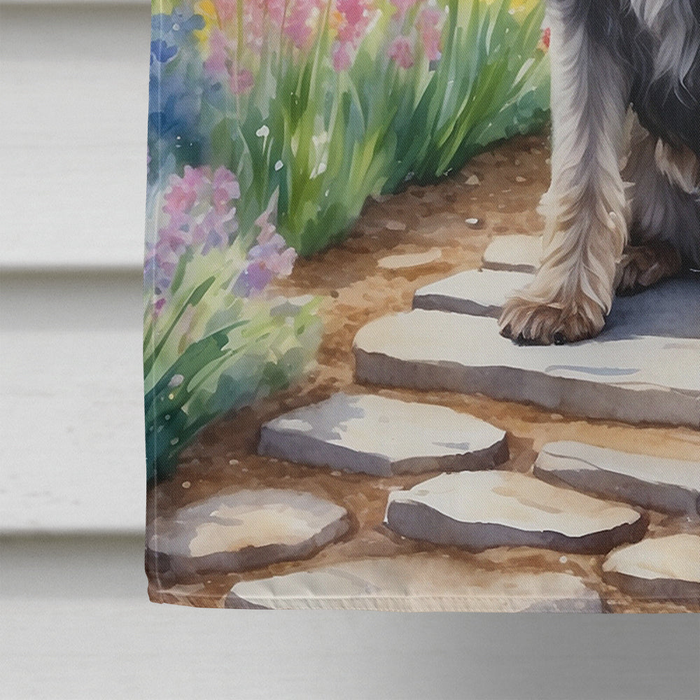 Wirehaired Pointing Griffon Spring Path House Flag 28x40 Porch Sleeve Pole Decorative Outside Yard Banner Artwork Wall Hanging, Polyester