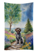 Wirehaired Pointing Griffon Spring Path Kitchen Towel Velour Plush Front and Cotton Loop Back Machine Washable