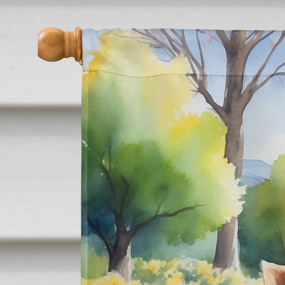 Yorkshire Terrier Spring Path House Flag 28x40 Porch Sleeve Pole Decorative Outside Yard Banner Artwork Wall Hanging, Polyester
