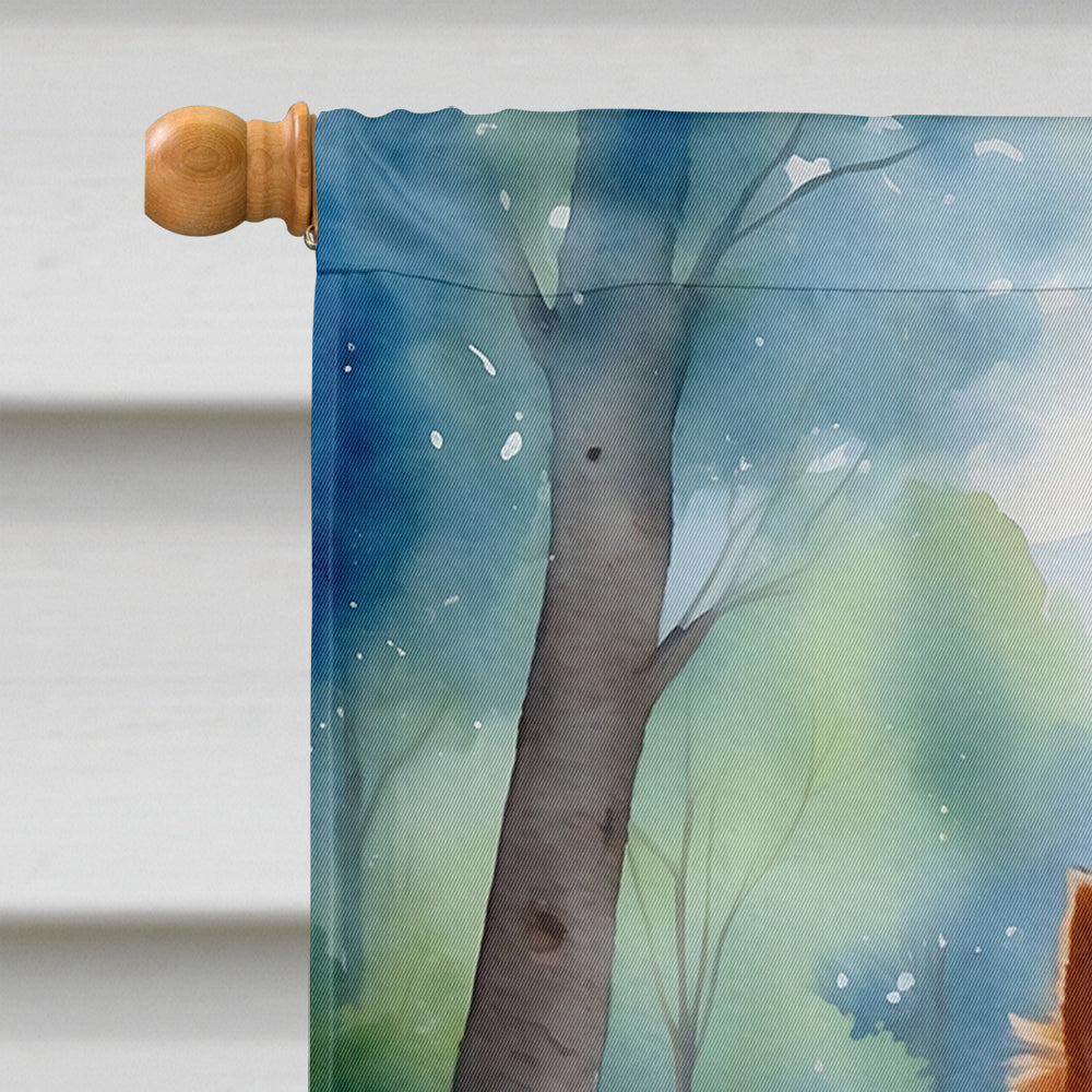 Yorkshire Terrier Spring Path House Flag 28x40 Porch Sleeve Pole Decorative Outside Yard Banner Artwork Wall Hanging, Polyester