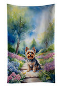 Yorkshire Terrier Spring Path Kitchen Towel Velour Plush Front and Cotton Loop Back Machine Washable