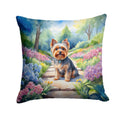 Yorkshire Terrier Spring Path Decorative Throw Pillow 18x18 Indoor Outdoor Accent Cushion, Fabric Cover with Insert for Sofa, Bed, Porch & Living Room