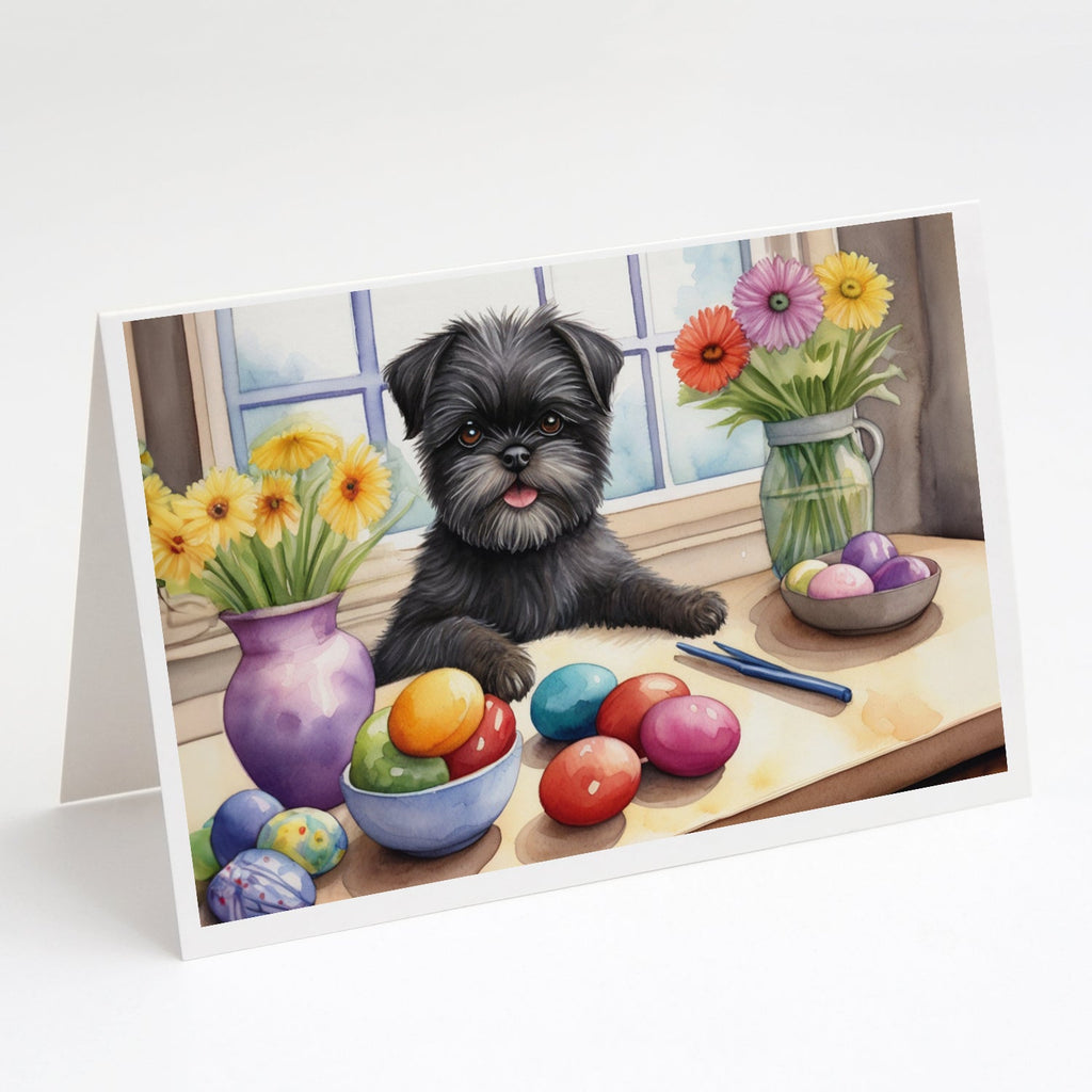 Decorating Easter Affenpinscher Greeting Cards Pack of 8 Blank Cards with Envelopes Whimsical A7 Size 5x7