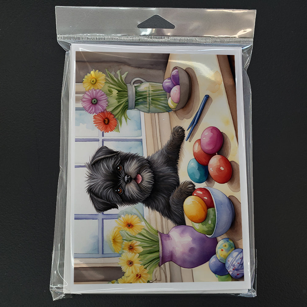 Decorating Easter Affenpinscher Greeting Cards Pack of 8 Blank Cards with Envelopes Whimsical A7 Size 5x7