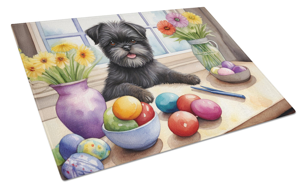 Decorating Easter Affenpinscher Cutting Board Tempered Glass Kitchen Cutting Surface, Heat Resistant Chopping, Non-Slip Feet, Food Prep & Serving