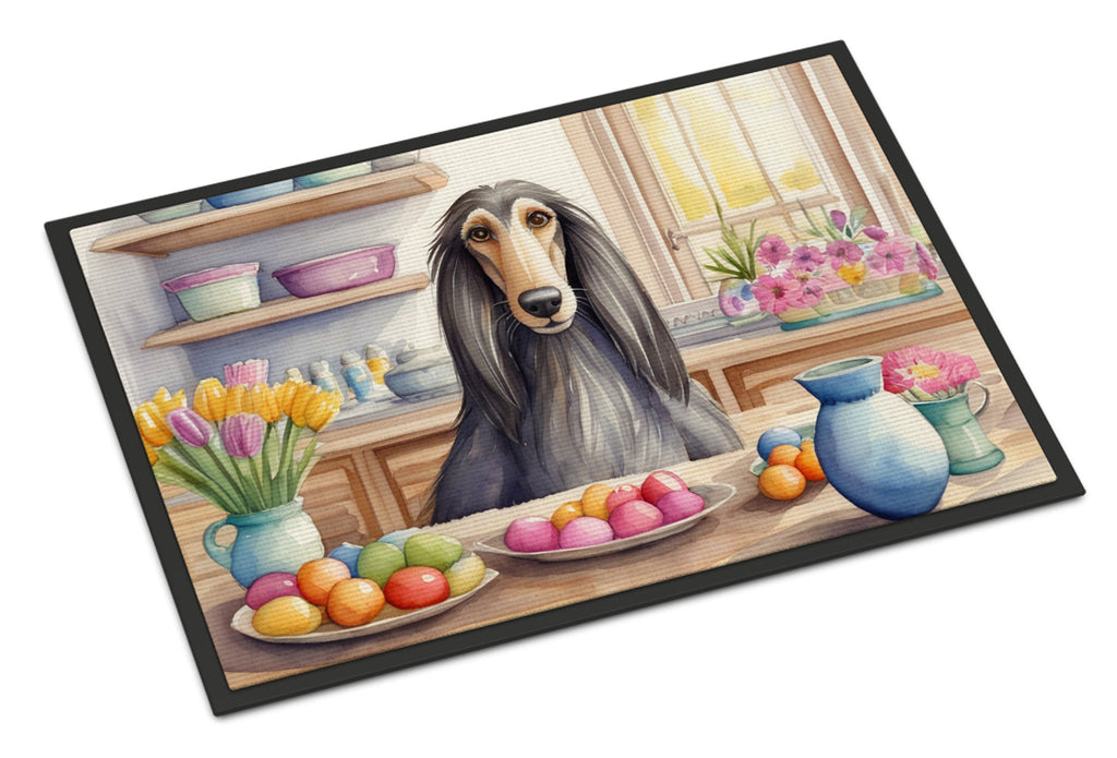 Decorating Easter Afghan Hound Doormat Indoor Outdoor 18H X 27W Front Door Mat Rugs for Entryway, Non Slip Washable