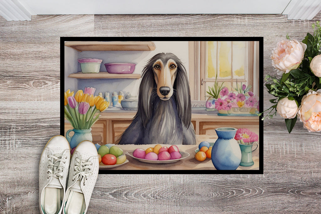 Decorating Easter Afghan Hound Doormat Indoor Outdoor 18H X 27W Front Door Mat Rugs for Entryway, Non Slip Washable