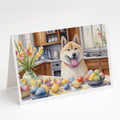 Decorating Easter Akita Greeting Cards Pack of 8 Blank Cards with Envelopes Whimsical A7 Size 5x7