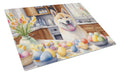 Decorating Easter Akita Cutting Board Tempered Glass Kitchen Cutting Surface, Heat Resistant Chopping, Non-Slip Feet, Food Prep & Serving