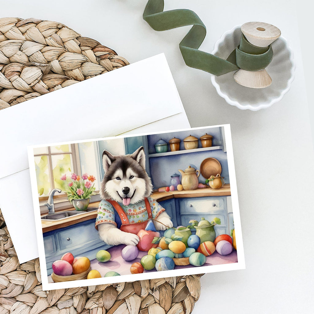 Decorating Easter Alaskan Malamute Greeting Cards Pack of 8 Blank Cards with Envelopes Whimsical A7 Size 5x7