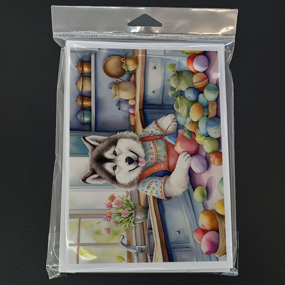 Decorating Easter Alaskan Malamute Greeting Cards Pack of 8 Blank Cards with Envelopes Whimsical A7 Size 5x7