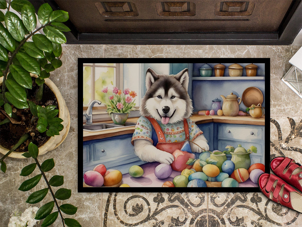 Decorating Easter Alaskan Malamute Doormat Indoor Outdoor 24H X 36W Front Door Mat Rugs for Entryway, Non Slip Washable Low Pile,