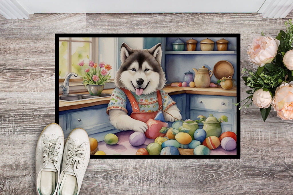 Decorating Easter Alaskan Malamute Doormat Indoor Outdoor 18H X 27W Front Door Mat Rugs for Entryway, Non Slip Washable