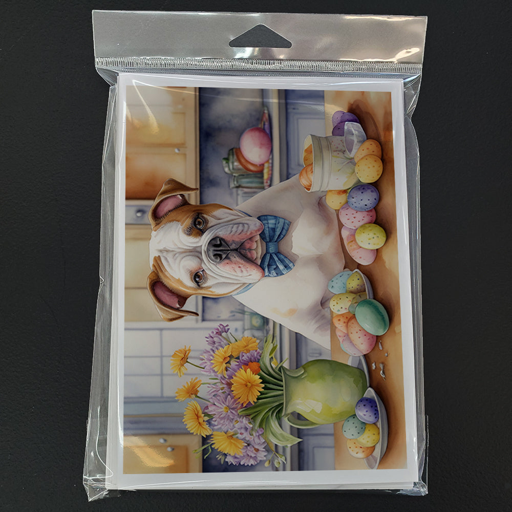 Decorating Easter American Bulldog Greeting Cards Pack of 8 Blank Cards with Envelopes Whimsical A7 Size 5x7