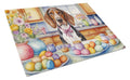 Decorating Easter American English Coonhound Cutting Board Tempered Glass Kitchen Cutting Surface, Heat Resistant Chopping, Non-Slip Feet, Food Prep & Serving