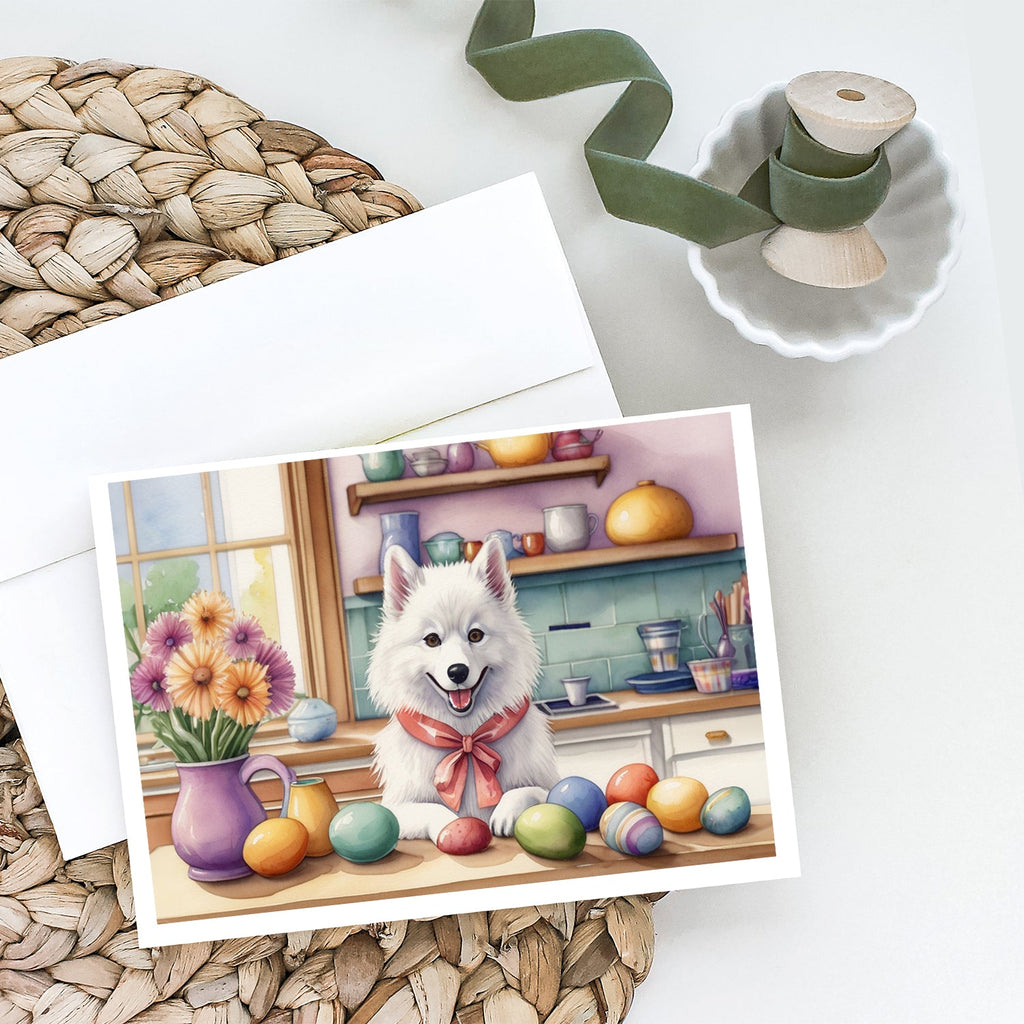 Decorating Easter American Eskimo Greeting Cards Pack of 8 Blank Cards with Envelopes Whimsical A7 Size 5x7