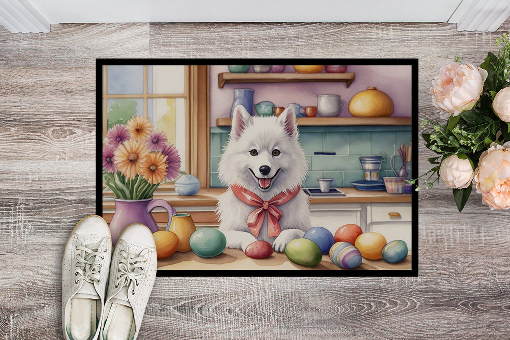 Decorating Easter American Eskimo Doormat Indoor Outdoor 24H X 36W Front Door Mat Rugs for Entryway, Non Slip Washable Low Pile,