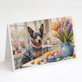 Decorating Easter Australian Cattle Dog Greeting Cards Pack of 8 Blank Cards with Envelopes Whimsical A7 Size 5x7