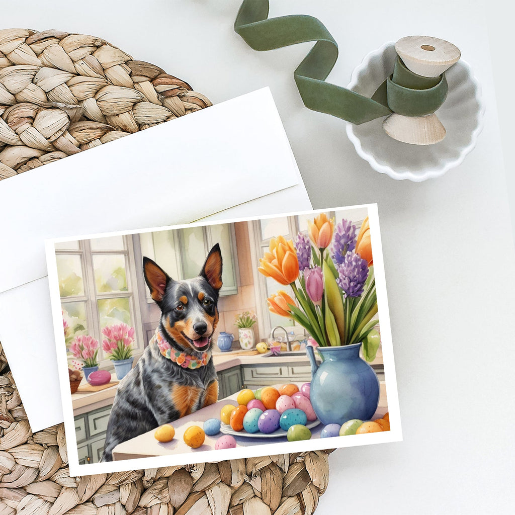 Decorating Easter Australian Cattle Dog Greeting Cards Pack of 8 Blank Cards with Envelopes Whimsical A7 Size 5x7