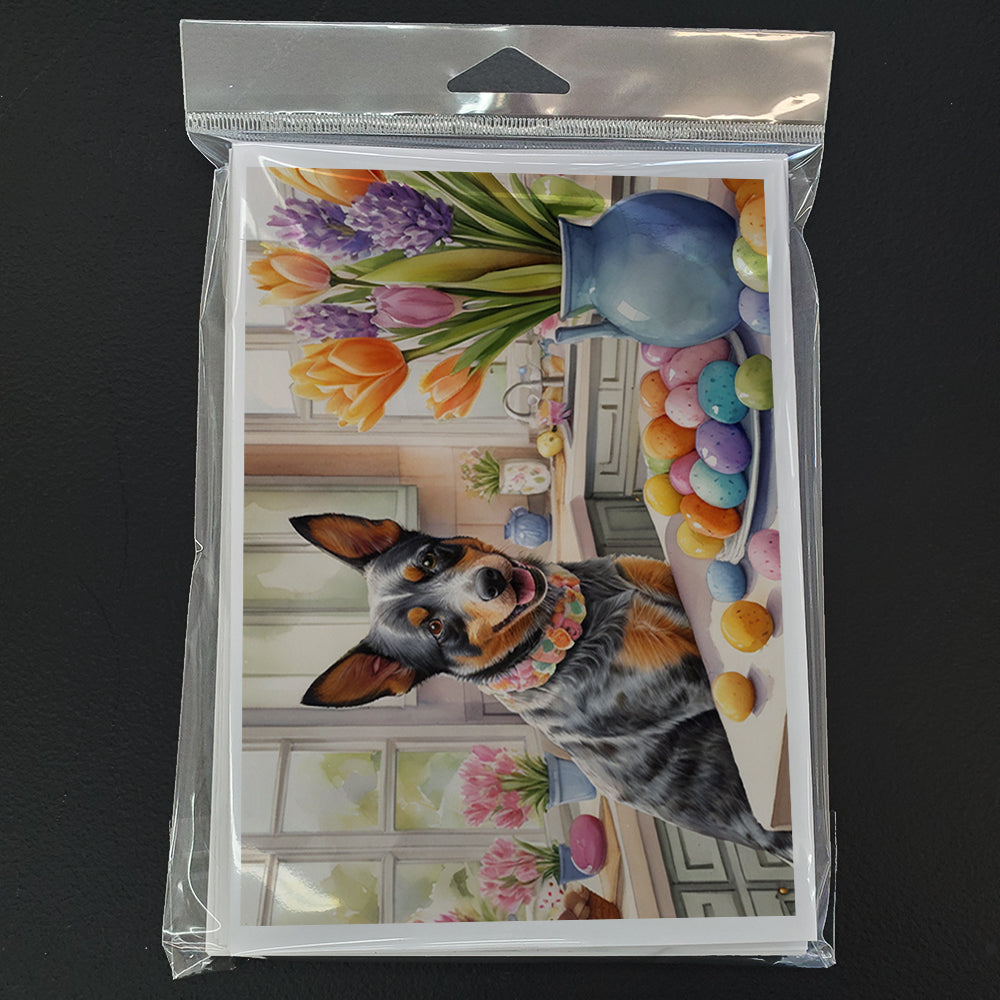 Decorating Easter Australian Cattle Dog Greeting Cards Pack of 8 Blank Cards with Envelopes Whimsical A7 Size 5x7