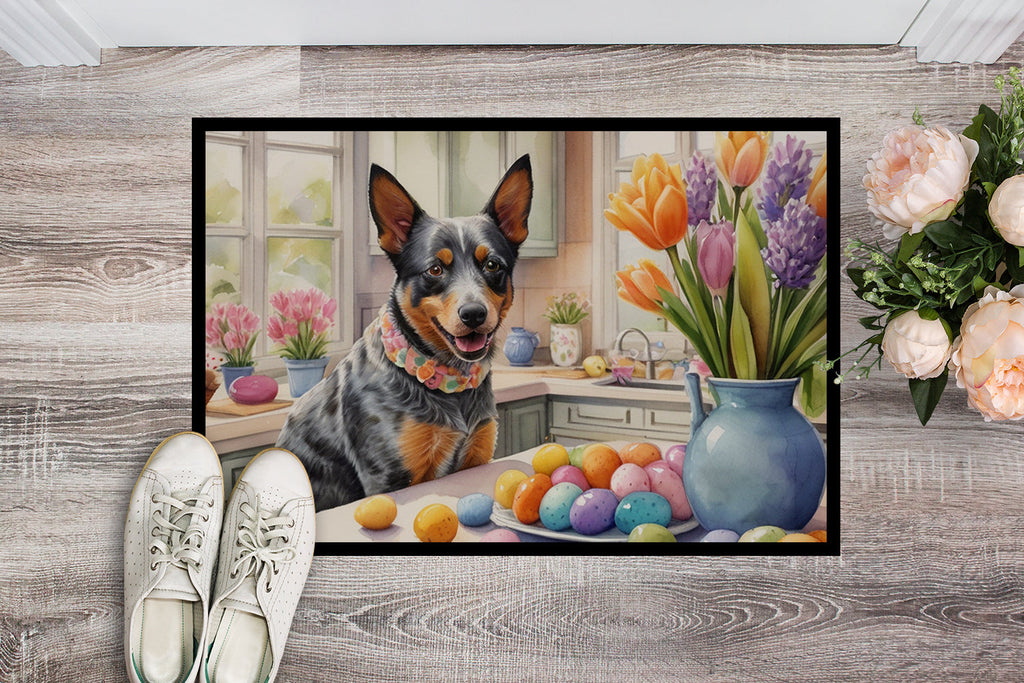 Decorating Easter Australian Cattle Dog Doormat Indoor Outdoor 24H X 36W Front Door Mat Rugs for Entryway, Non Slip Washable Low Pile,