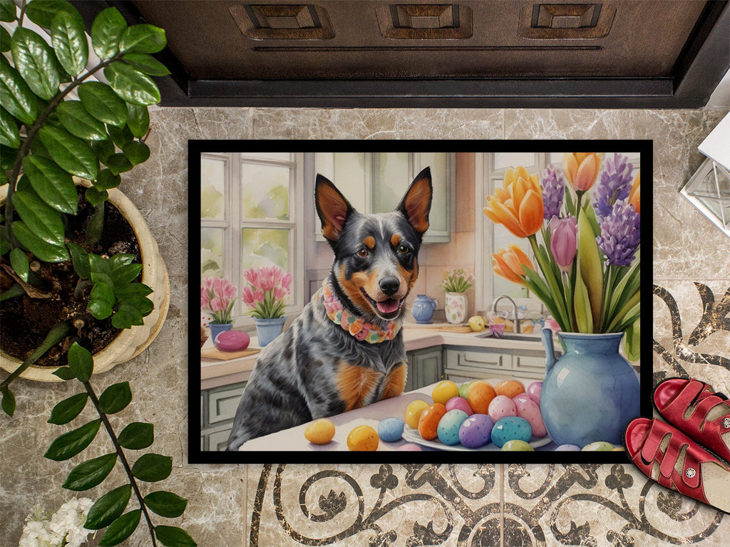 Decorating Easter Australian Cattle Dog Doormat Indoor Outdoor 24H X 36W Front Door Mat Rugs for Entryway, Non Slip Washable Low Pile,