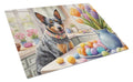 Decorating Easter Australian Cattle Dog Cutting Board Tempered Glass Kitchen Cutting Surface, Heat Resistant Chopping, Non-Slip Feet, Food Prep & Serving