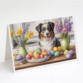 Decorating Easter Australian Shepherd Greeting Cards Pack of 8 Blank Cards with Envelopes Whimsical A7 Size 5x7