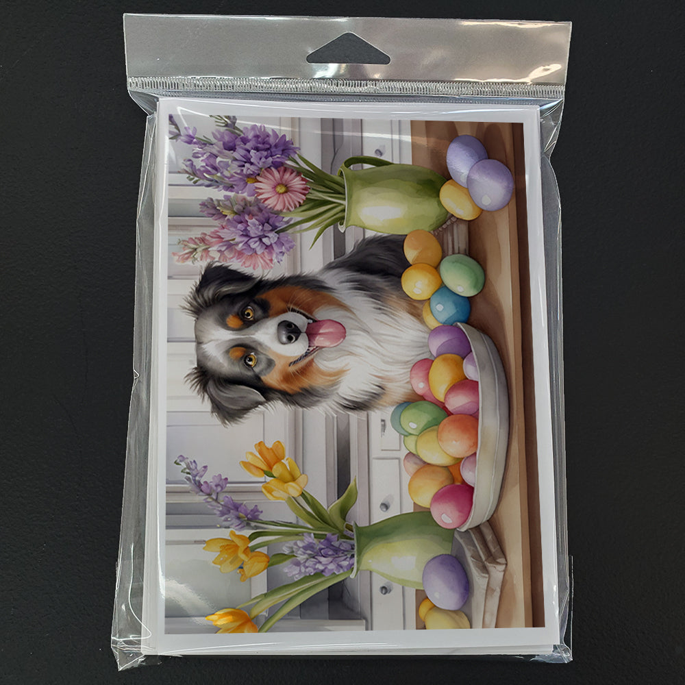 Decorating Easter Australian Shepherd Greeting Cards Pack of 8 Blank Cards with Envelopes Whimsical A7 Size 5x7