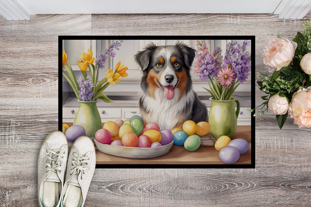 Decorating Easter Australian Shepherd Doormat Indoor Outdoor 24H X 36W Front Door Mat Rugs for Entryway, Non Slip Washable Low Pile,